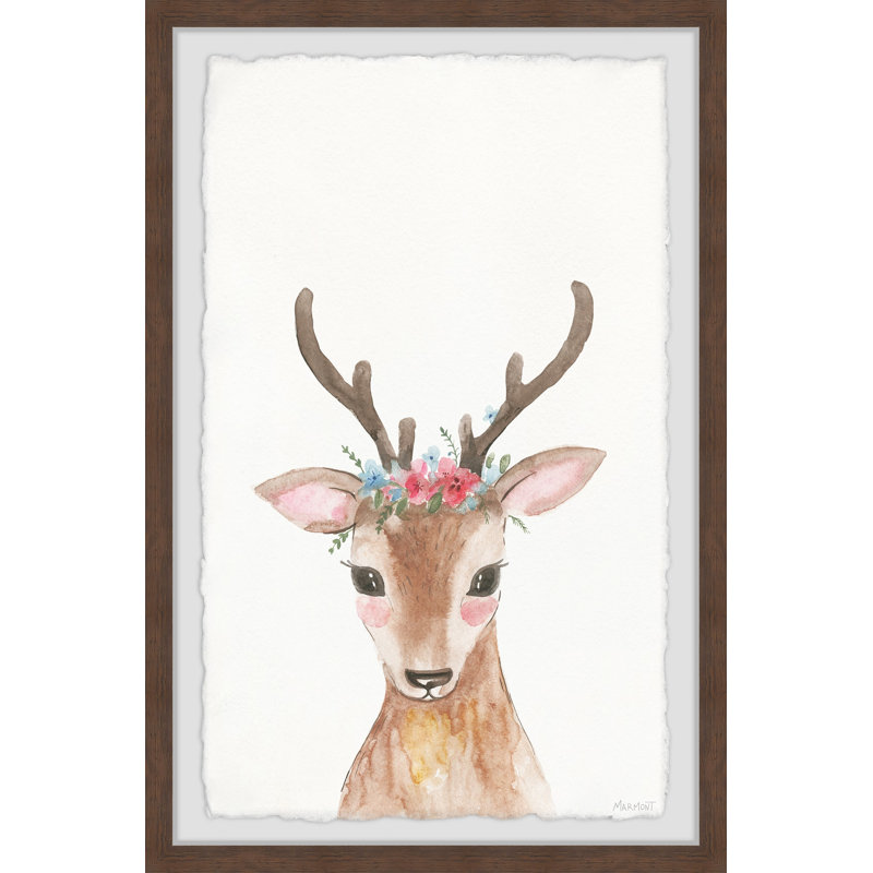 «Trixie Deer Flower Crown», reproduction encadrée, H 18 po x l 12 po x P 1,5 po