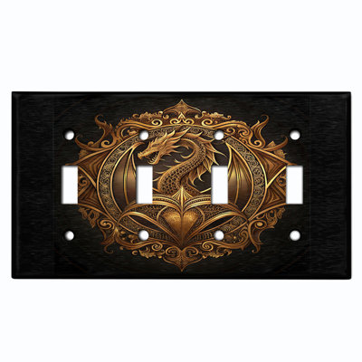 Couvercle de plaque d'interrupteur en métal; Emblème du dragon standard américain à 4 bandes - Dragon