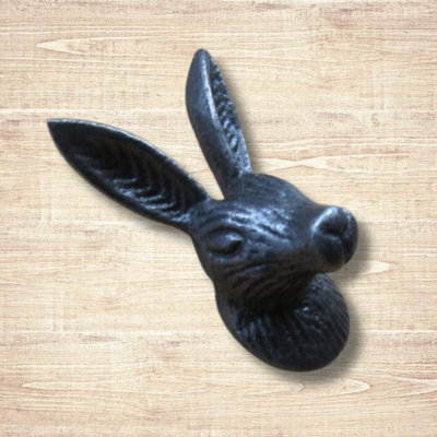HARE HEAD Cabinet Knob Antique Iron 55mm .