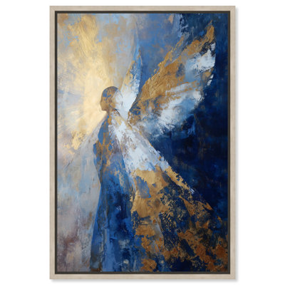 Tableau religieux « Ange éclatant II » encadré sur toile, par Art Remedy, cadre en chêne naturel, 10 x 15 pouces.