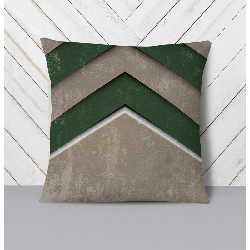 Throw Pillow With Insert, 16"H x 16"W, Blue/Green Chevron 1