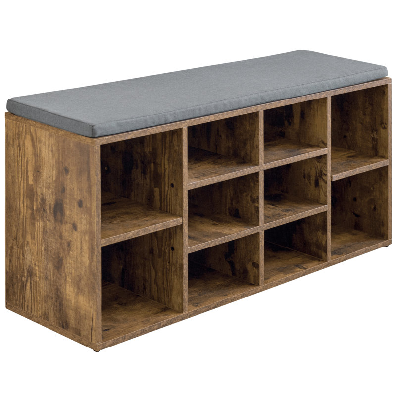 Banc de rangement pour 10 paires de chaussures, Brun