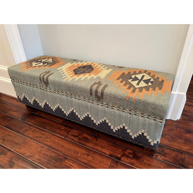 Banc de rangement à couvercle rabattable rembourré