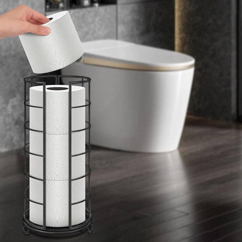 Support de rangement pour papier hygiénique, rangement pour papier hygiénique sur 3 rouleaux, accessoire de salle de bain en métal, support de papier hygiénique antirouille pour tablette de comptoir de cuisine à l'intérieur de l'armoire (base en mé