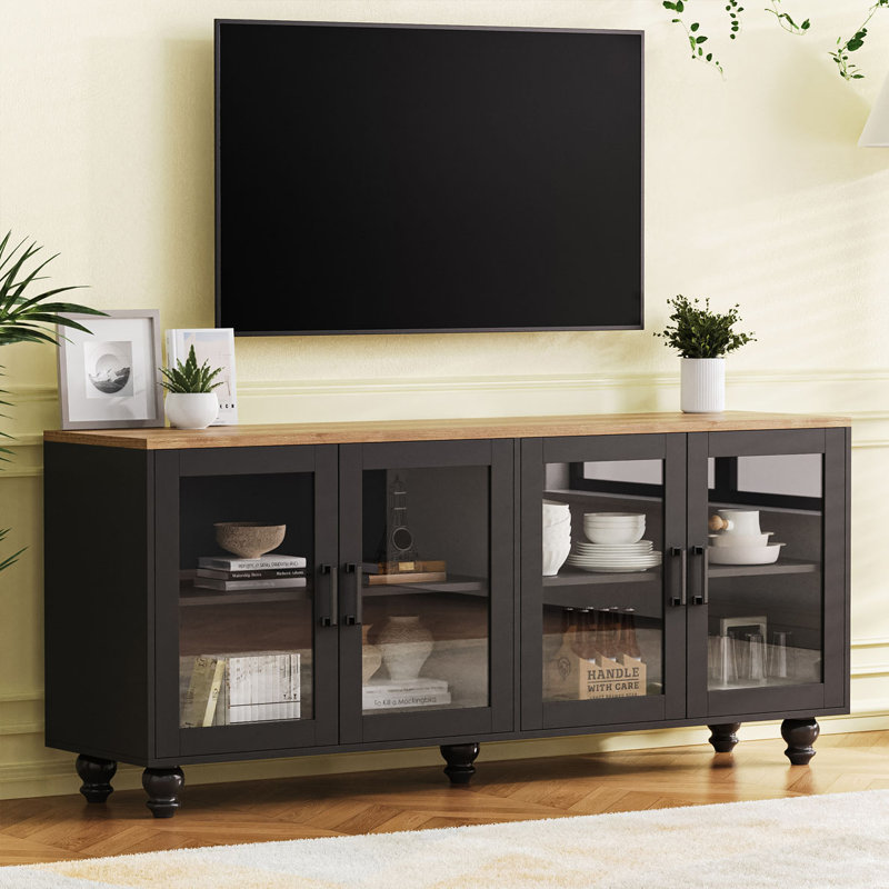 Armoire de rangement avec portes en verre et tablettes réglables, Noir, noir, noir, noir