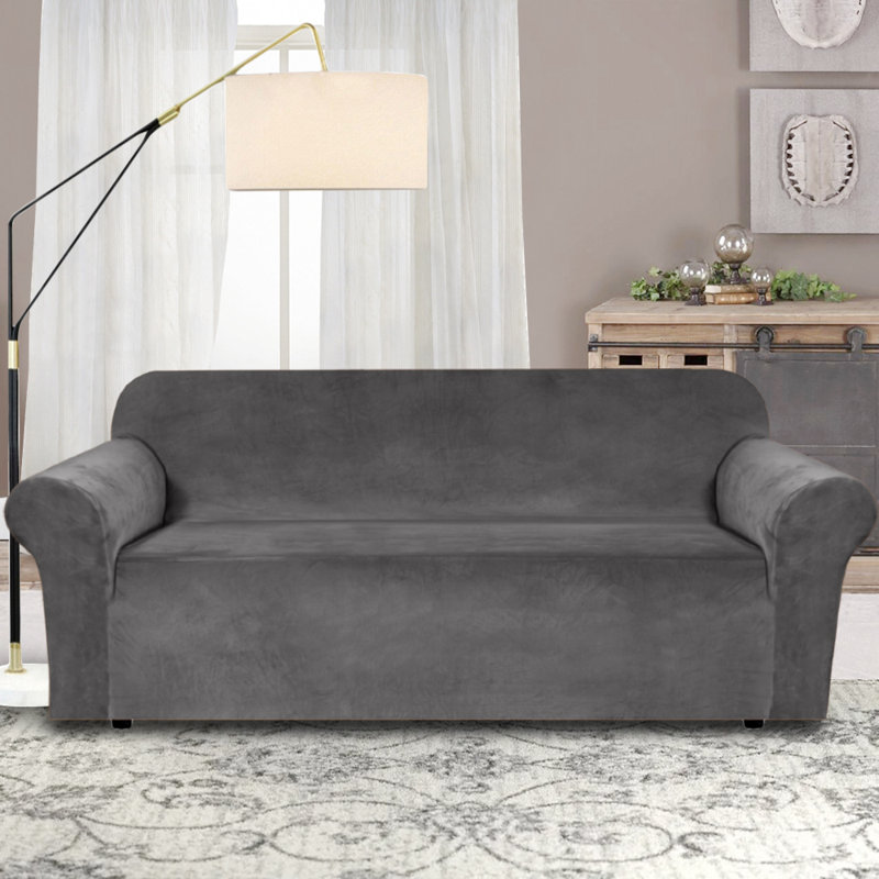 Housse de protection luxueuse en velours moelleux et extensible, H 55 po x l 116 po x P 37 po, Gris