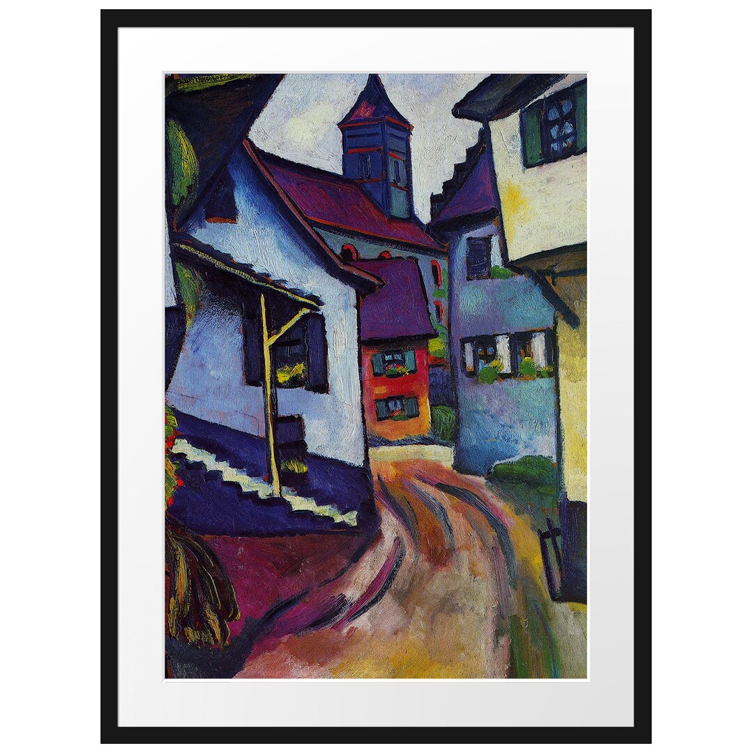 Gerahmter Kunstdruck Street with Church in Kandern von August Macke