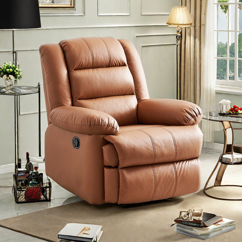 Tazeem Swivel Recliner, Beige Leathaire