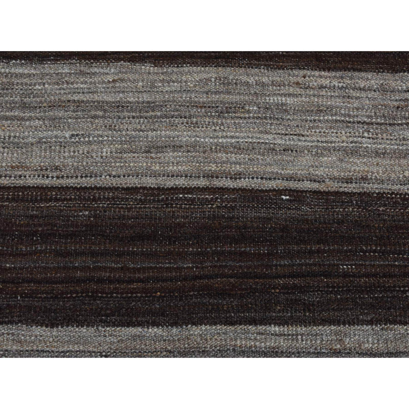 Tapis 2 pi x 3 pi en laine naturelle brune non tissée Kilim