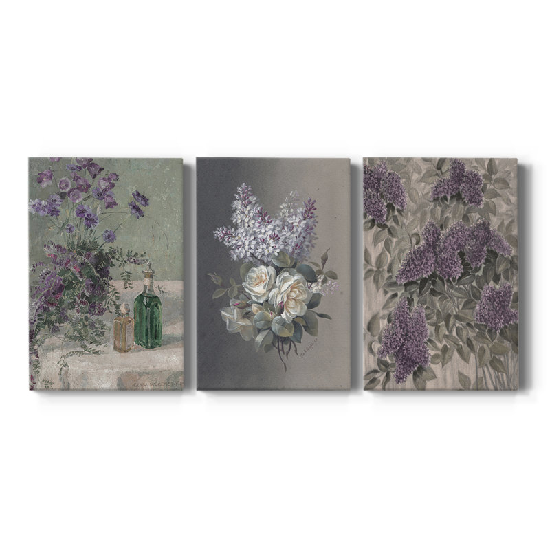 Imprimé floral rétro CCL XXI - Toile tendue sur mesure - 3 pièces, H 12 po x l 24 po