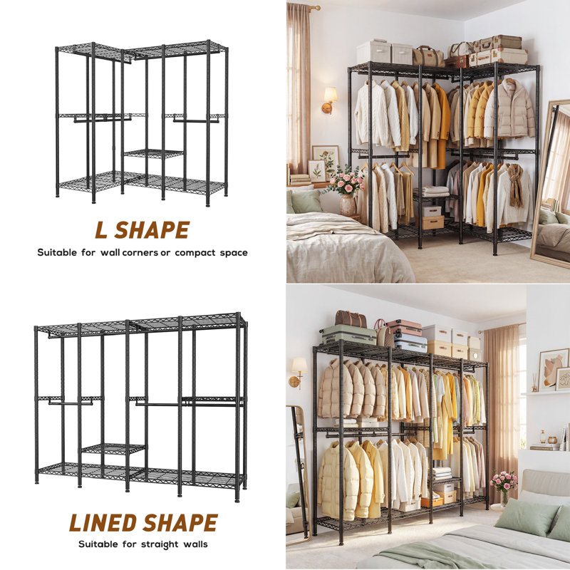 195.5 cm Adjustable Clothes Rack, Black