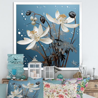 " Minimalism Blue And White Snowdrops Bloom III "