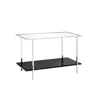 Mirrored Faux Marble Console Table - Add A Touch Of Glamour To Your Home & Rectangular Shape For Practicality