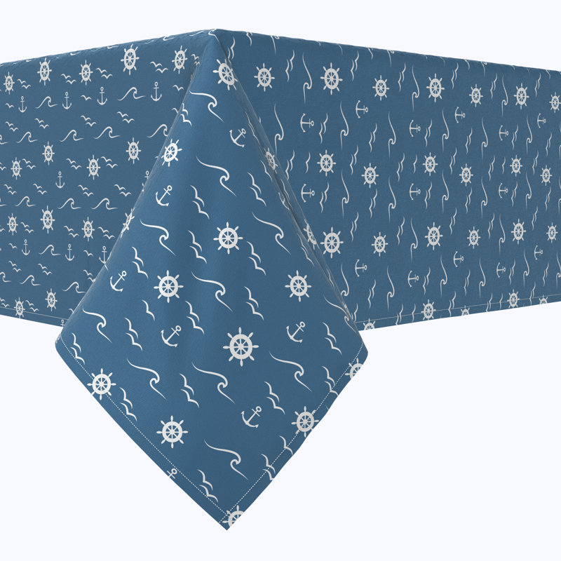 Rectangular Tablecloth, 100% Cotton, 52X104", Coastal Sea, 84" L x 60" W