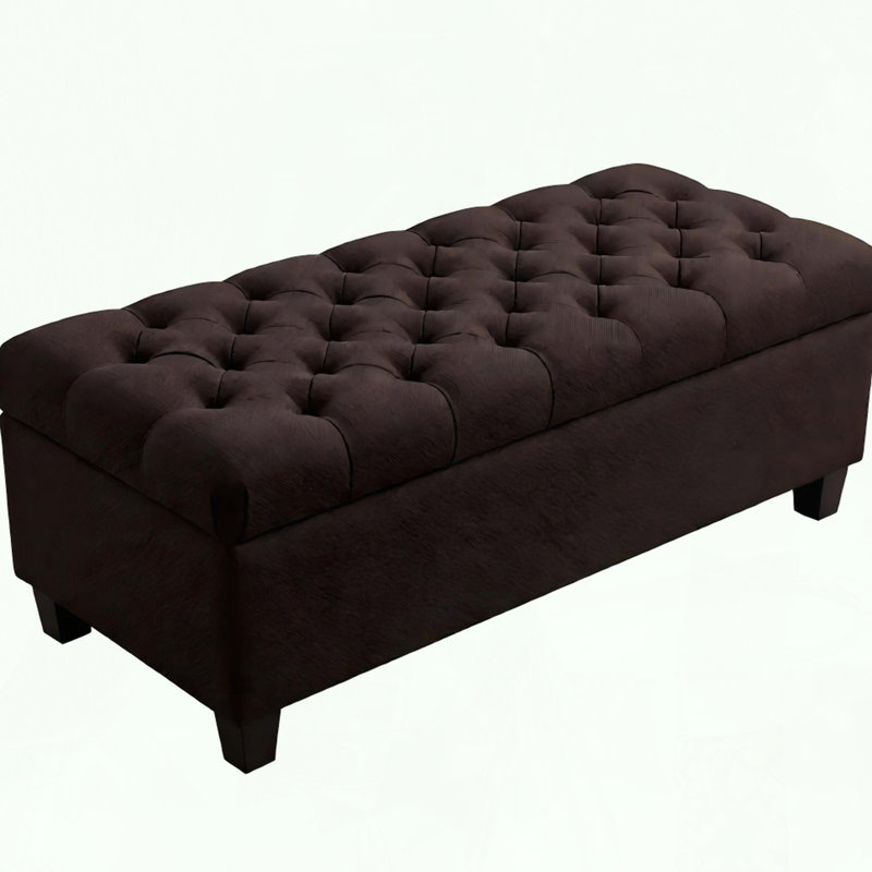 Banc repose-pieds rectangulaire avec charnière de sécurité, Brun
