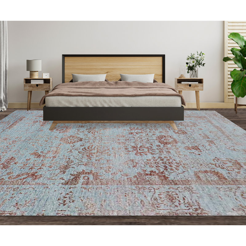 Tapis argent et cuivre noué à la main de haute qualité, Rectangle 12 pi x 15 pi