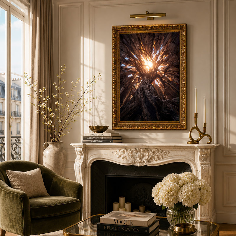 Art antique sur toile, "Tronc d'arbre antique", H 30 po x l 20 po