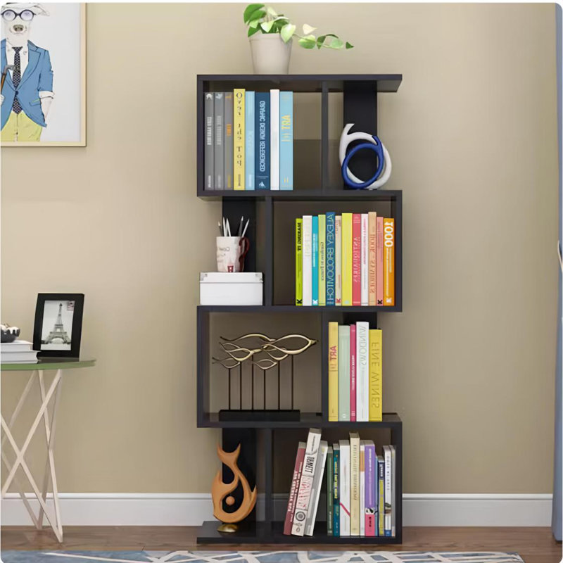 Versatile 4 Tier Storage Shelf S Shaped Bookcase Ideal For Display And Storage Enhancing Your Home Decor