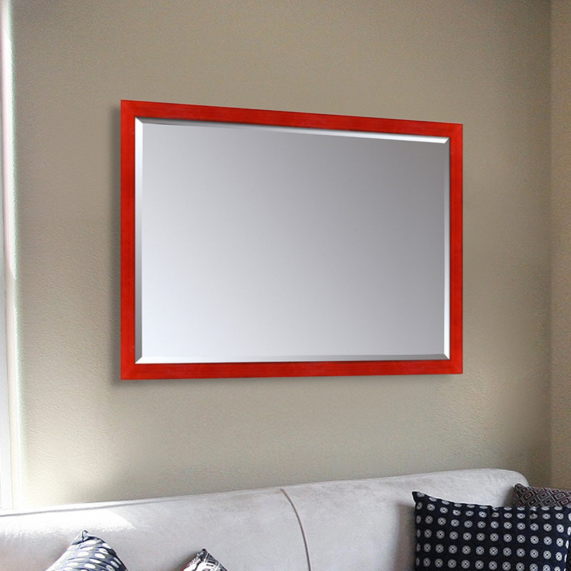 Miroir biseauté moderne et contemporain, Rouge