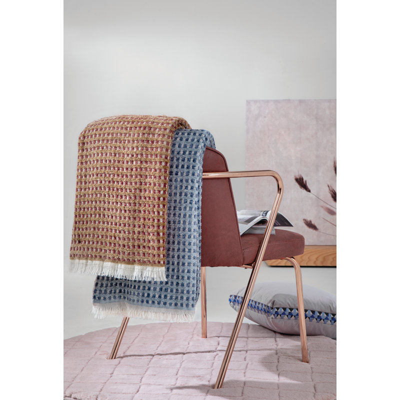 Indigo Blue Hand Woven Jacquard Throw Blanket
