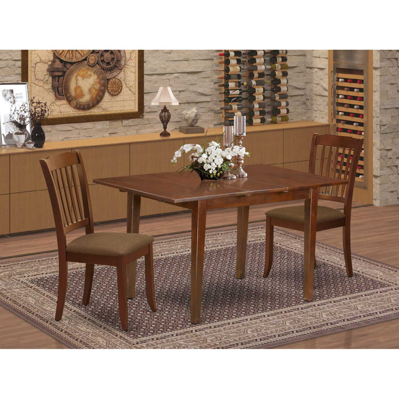 Kolton Extendable Solid Wood Dining Set, 3 Pieces: 1 Table, 2 Chairs, Wooden