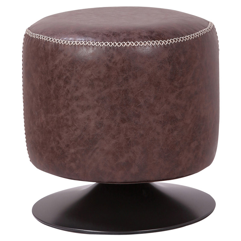 Gillan Faux Leather Ottoman, Vintage Coffee Brown Faux Leather