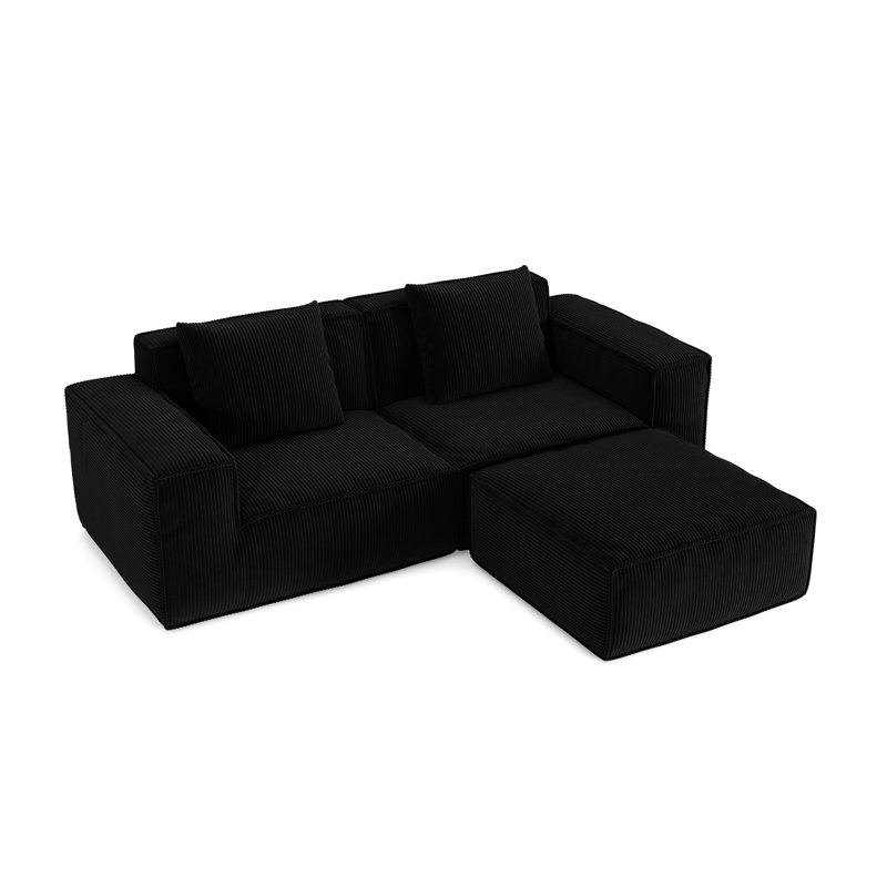 Canapé rembourré, canapé modulaire pour le salon, Noir, 3, H 39,39 po x l 86,62 po x P 28,41 po