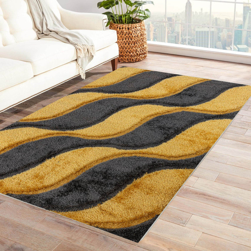 Rectangle Abstract Indoor / Outdoor Area Rug, Brown, Rectangle 60 x 110 cm