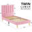Gurit Modern Upholstered Twin Bed Frame, Tufted Velvet Headboard, Low Profile Platform Bed with Strong Wooden Slats-746269141-753751122