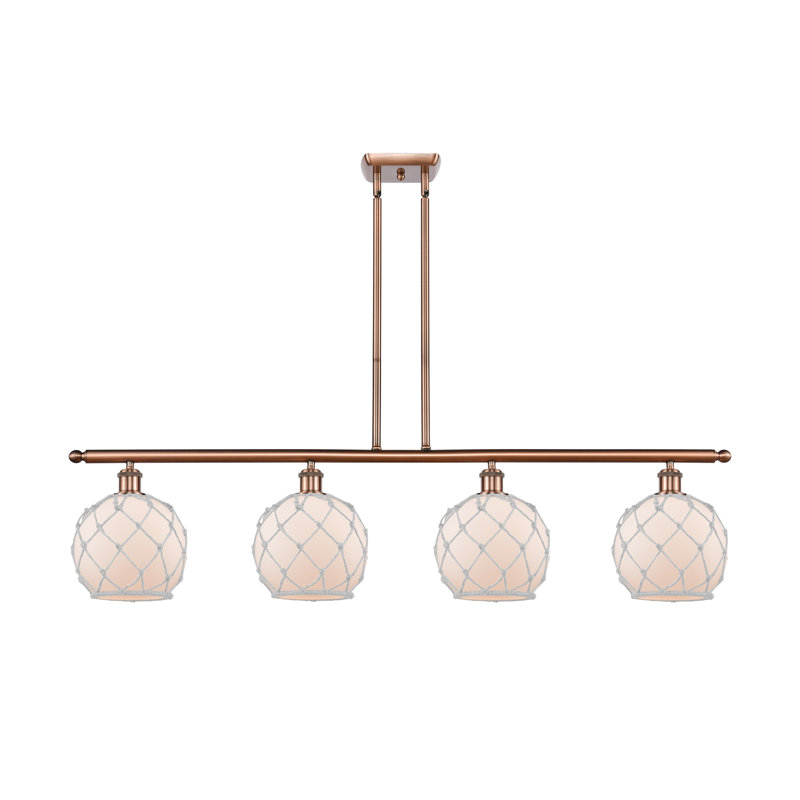 Luminaire suspendu linéaire à 4 lumières pour îlot de cuisine Hillhouse, Ampoule DEL 6 watts Vinage, Cuivre antique