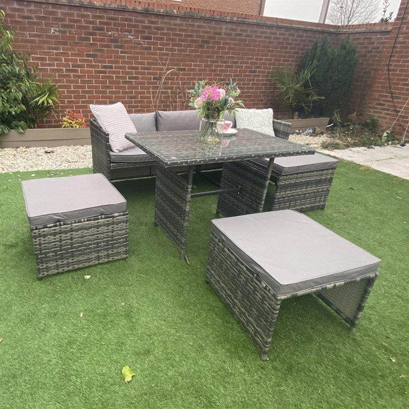 Clayborn Wicker 6 - Person Garden Lounge Set with Cushions