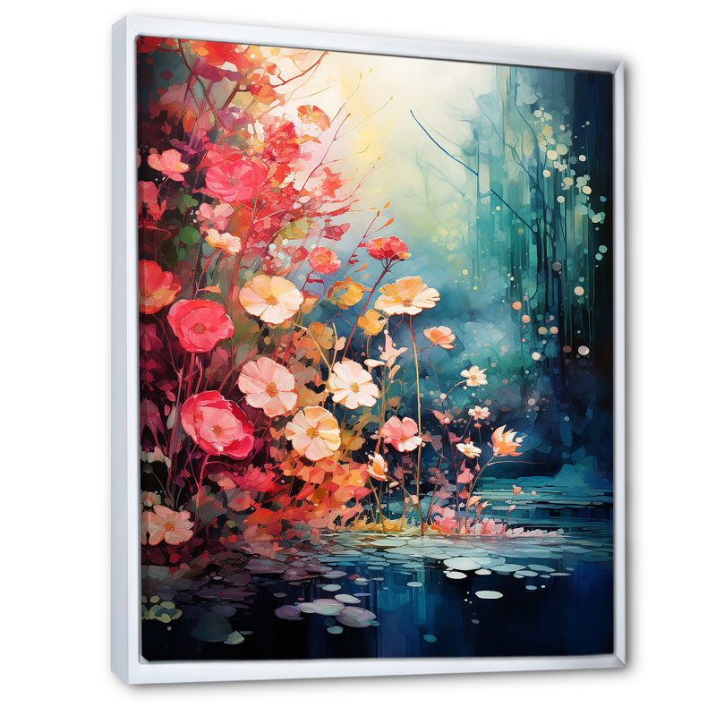 «Rose Enchanted Floral Botanicals», art mural botanique, Cadre flottant blanc, H 32 po x l 24 po x P 1 po