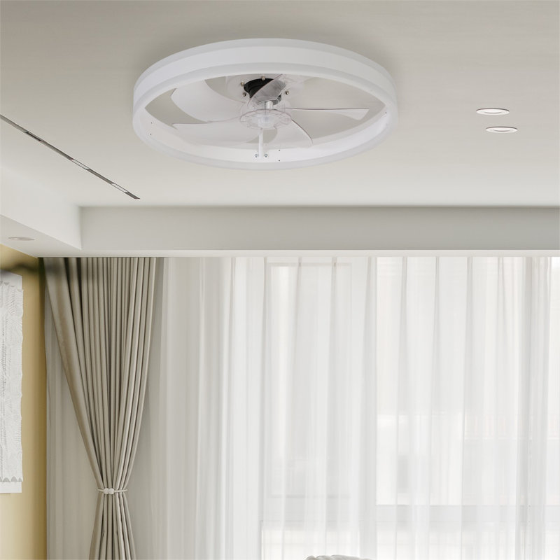 Ventilateur de plafond avec lumières DEL Draquan, Blanc