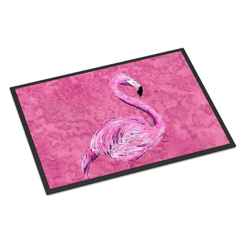 Tapis intérieur / extérieur rose / bleu en polyester tissé à la machine Rectangle Abdou, Rectangle 1 pi 6 po x 2 pi 3 po