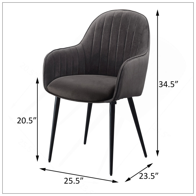 Ensemble de 2 chaises de salle à manger capitonnées gris foncé et noires avec support confortable et design moderne