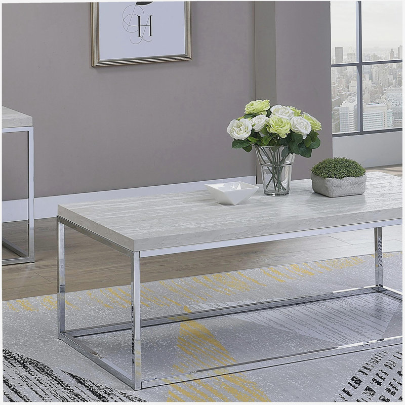 Light Oak and Chrome Coffee Table with Open Base