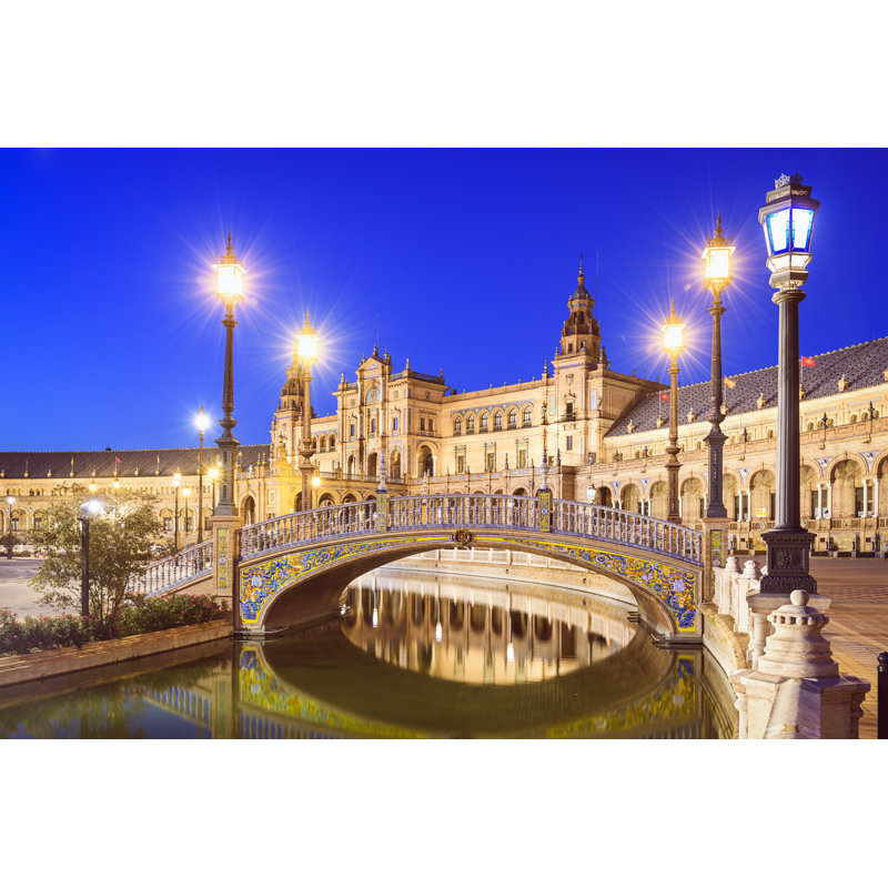 Spanish Square Of Seville - Wrapped Canvas Print, 30cm H x 46cm W