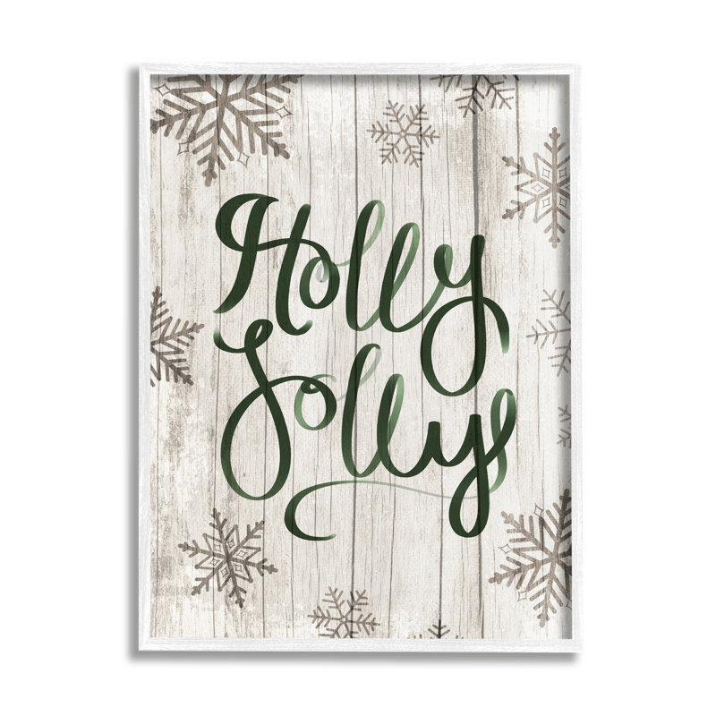 «Holly Jolly Festive Cursive», H 14 po x l 11 po, Giclée encadrée blanc bord de mer