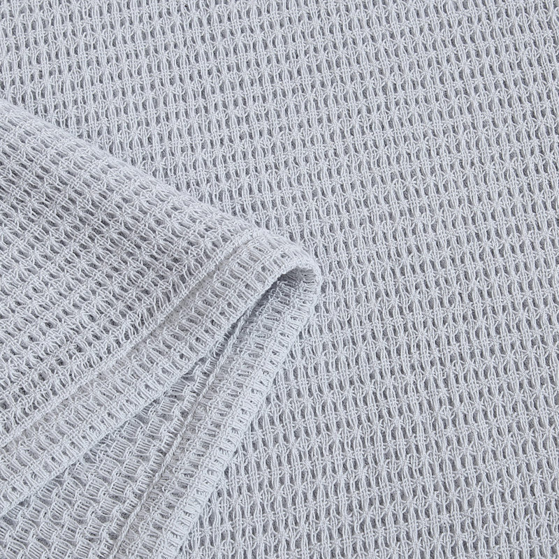 Calvin Klein Honeycomb Cotton Solid Reversible Blanket, King, Light Blue