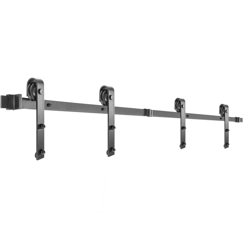 Black Steel Sliding Barn Door Hardware Kit for Double Doors