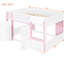 Lit mezzanine double blanc et rose, zone inférieure polyvalente pour base secrète, rangement inclus, rose, maisonnette fantaisiste et coin lecture-820737440