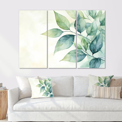 «Minimalist Green Botanical Plants I - Leaves», ensemble de reproduction d'art mural