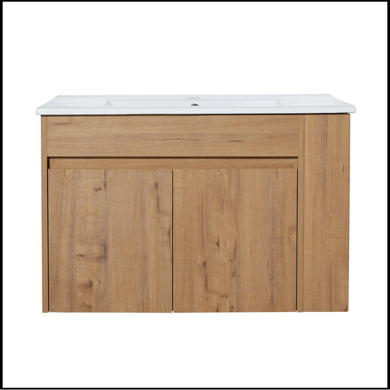 Meuble-lavabo simple 30 po avec comptoir en céramique Jahnee, Blanc