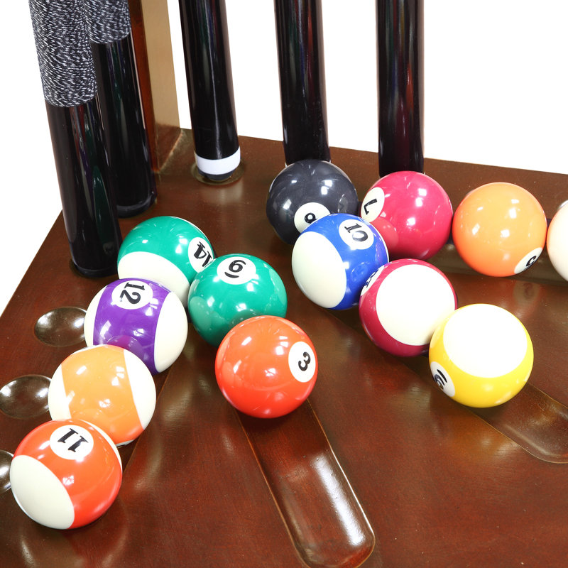 Walnut Corner Floor Cue Rack with Drink Holders