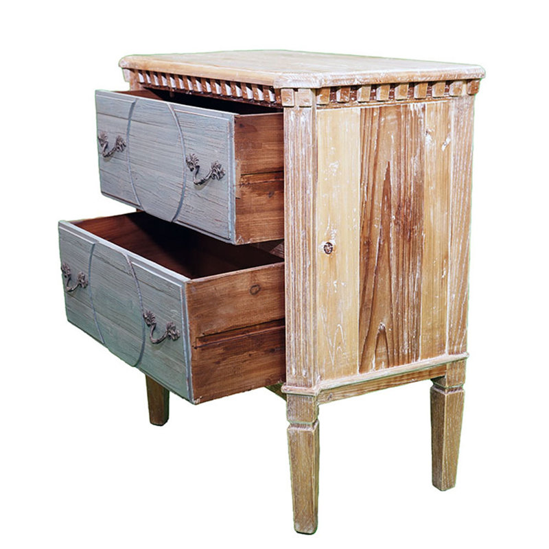 Commode 2 tiroirs Buswell, bois flotté / sel de mer