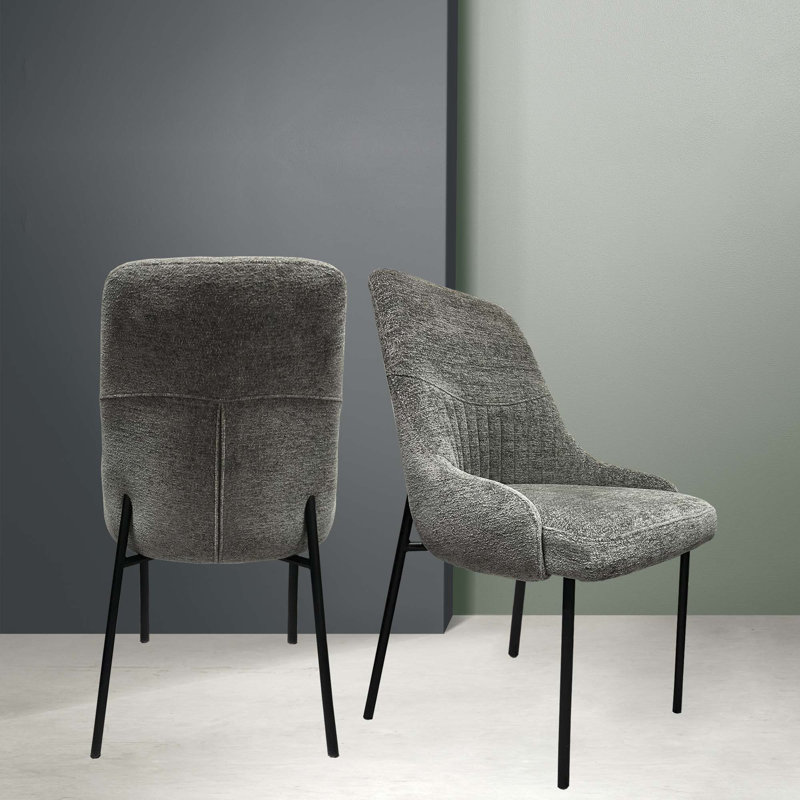 Ensemble de 2 chaises de salle à manger en tissu Upholstery Boucle