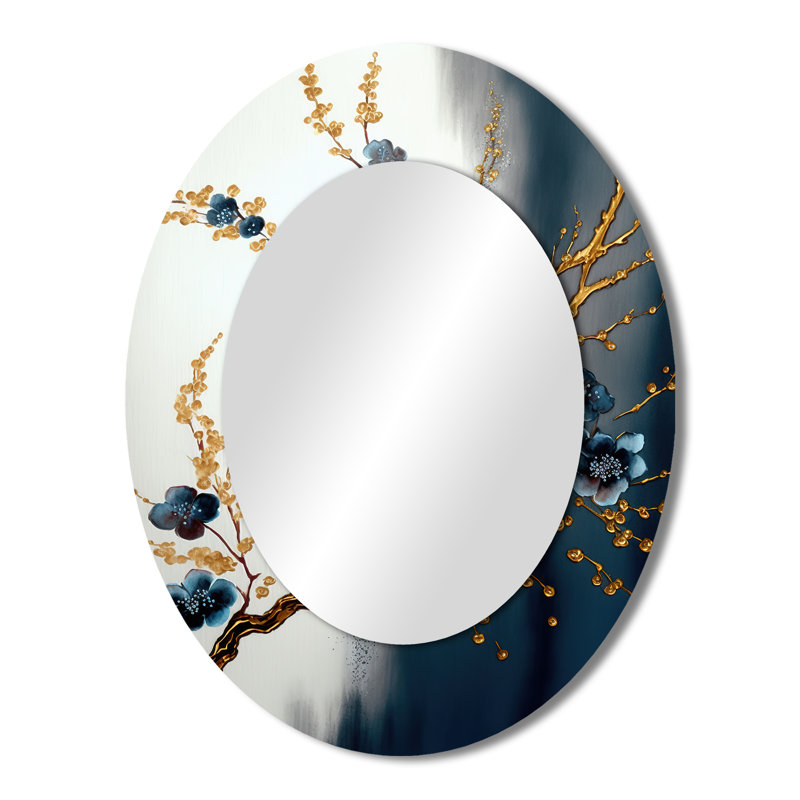 Miroir mural ovale Blue Cherry Blossom, 43 po x 33 po