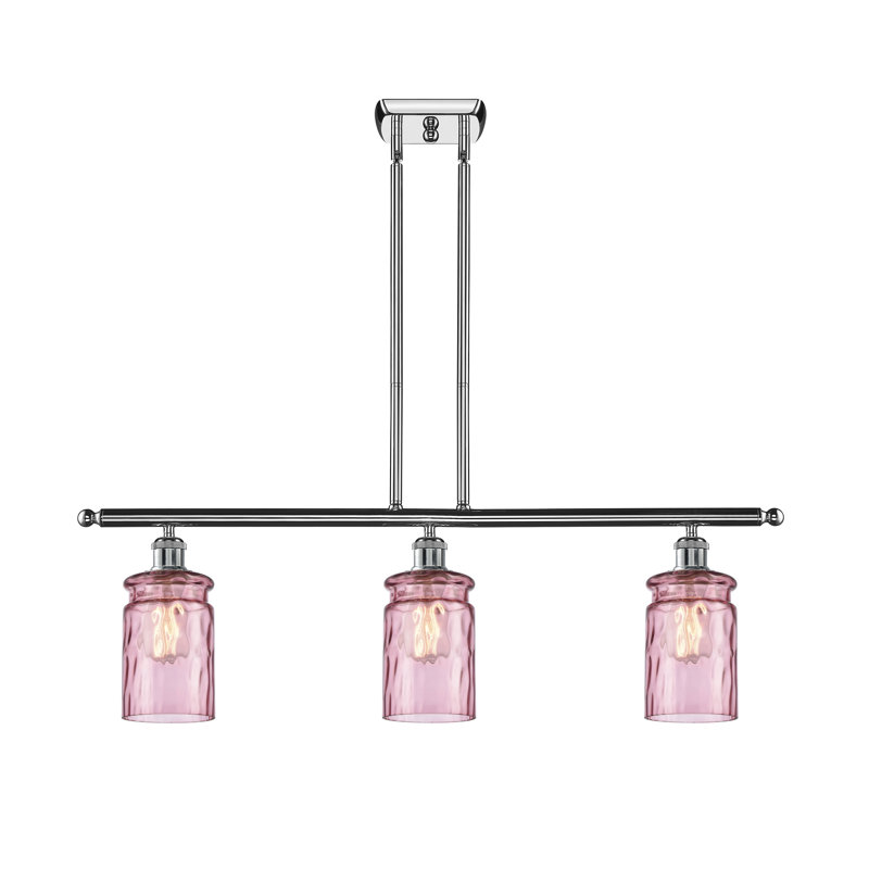 Luminaire suspendu pour îlot de cuisine à 3 lumières Binkley, Ampoule DEL rétro de 3,5 watts, Transparent, Nickel poli