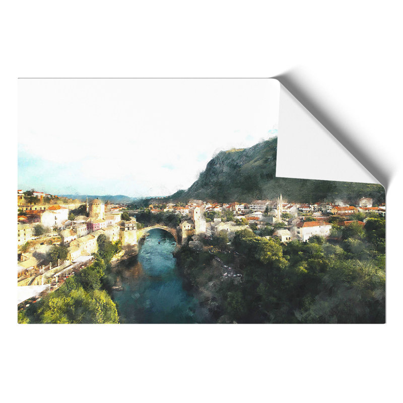 Skyline of Mostar Painting - Frameless Print, 21cm H x 30cm W x 0.1cm D