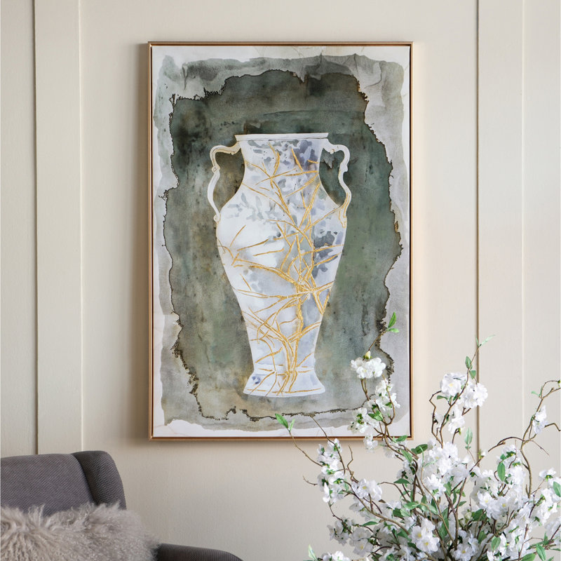 Hand-Painted Canvas Artwork with Vintage Amphora Vase Design